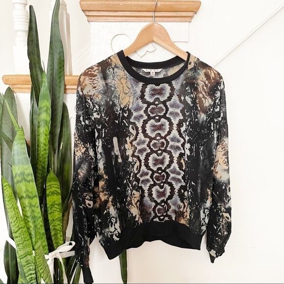 CAbi Snake skin sheer long sleeves top SMALL - Picture 1 of 8